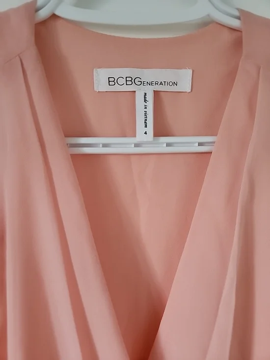 BCBGeneration Blush Pink Ruffle Mini Dress - Picture 3 of 5